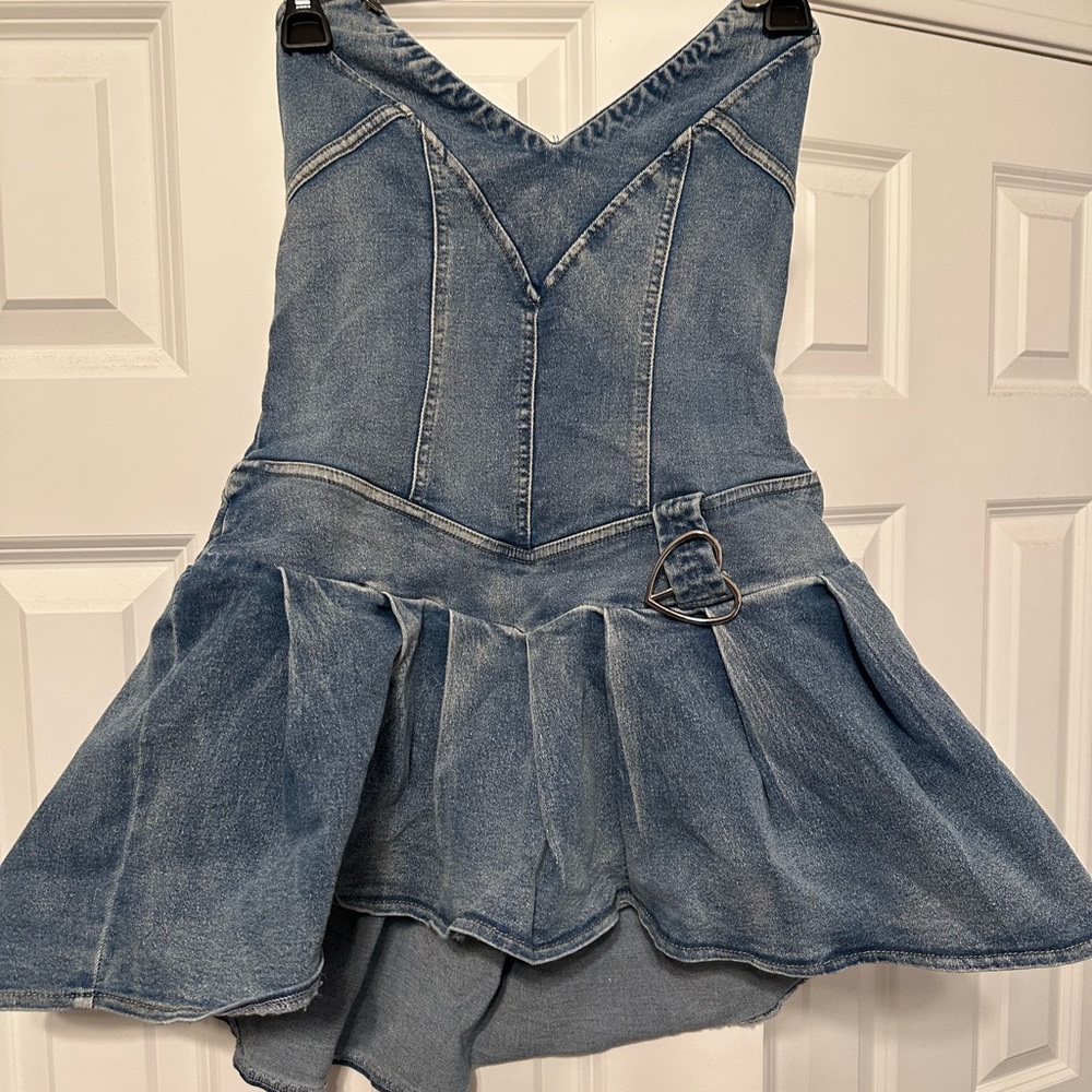 Fashion Nova Heather Denim Micro Mini Dress - Blue